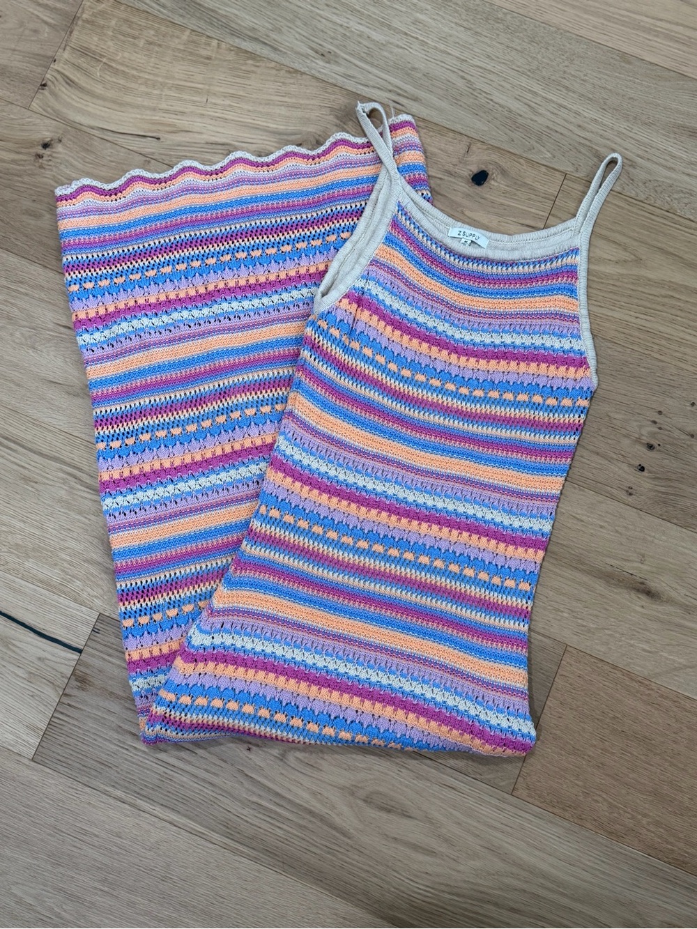 Z Supply Multicolor Crochet Midi Dress - Pink, Blue, Yellow, Orange, White - Picture 2 of 5